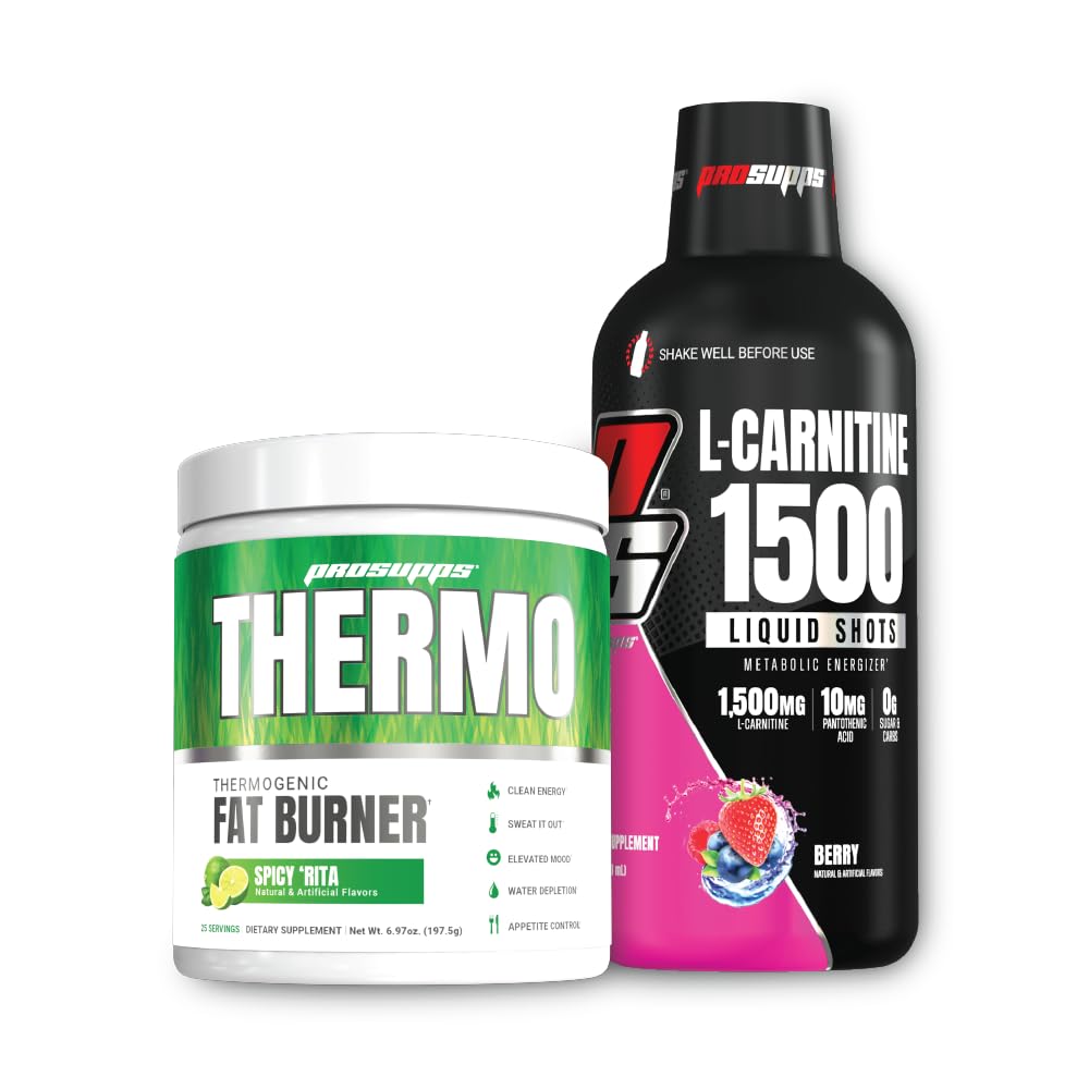 ProSupps Thermo Fat Burning Thermogenic Powder & 1500 L-Carnitine Bundle | Thermo (Spicy Rita) & L-Carnitine (Berry) - Weight Management & Pre Workout - Energy, Mood, Appetite Control