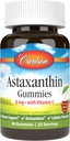 Carlson - Astaxanthine Gummies, met vitamine C, Immune Support, Antioxidant, Hart Gezondheid, Non-GMO, Cherry Flavor, 46 Vegetarische Gummies