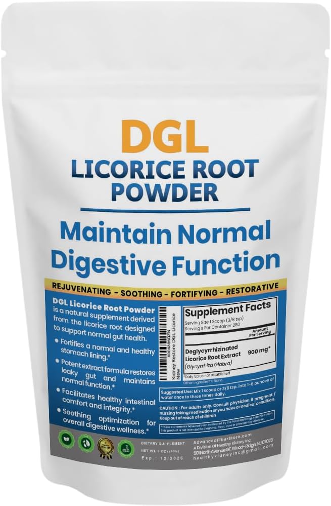 DGL Licorice suplementari: Suports de Salut Digestiva, suport Gut Lining , DGL Powder per a Bénes, Licorice Root Extrader, 140 serv.