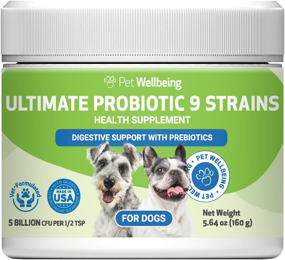 Pet Welling - Ultimate Probiotic 9 Strains for Cats and Dogs - 自然支持消化和尿道切克健康160格拉姆.