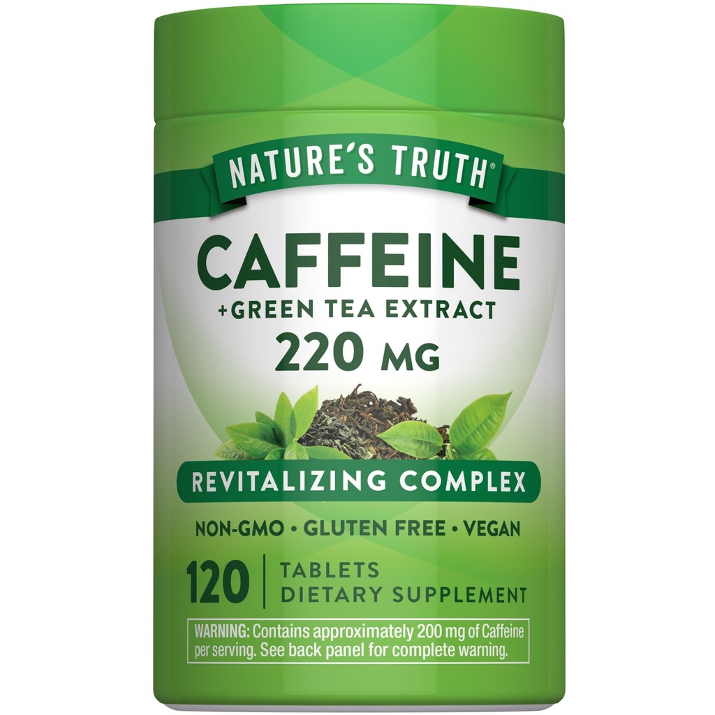 Nature's Truth Caffeine Pills | 220mg | 120 Count | With Green Tea Extract | Vegan, Non-GMO & Gluten Free Supplement
