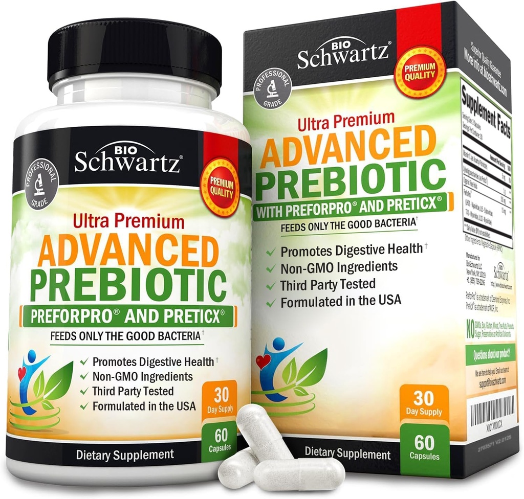 Advanced Prebiotiká pre trávenie zdravie - Rýchle Acting Gut zdravotné doplnky s klinicky validované Prebiotiká pre ženy a mužov pre zdravé Gut Flora Bloating & Immune Support - 1 mesiac dodávky