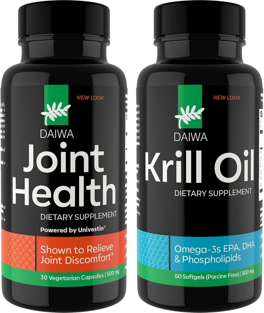 Daiwa Joint and Krill Oil Supplement Pack - Omega 3 Krill Oil Capsules met Herbal Blend, 2-in-1 formule
