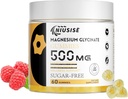 Glycinato de magnesio Gummies 500mg, Gummies libres de azucre con L-Tryptophan 500mg - suplementos de magnesio Gummies para mulleres e homes Vegan, Gummies orgánicos 60 Conde