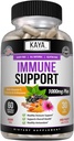Kaya Naturals Elderberry Immune Support, Elderberry cu zinc şi vitamina C pentru adulţi Vitamine, Probiotice & Turmeric 1000 mg Sistem imunitar Booster Sambucus capsule - 60 Conte