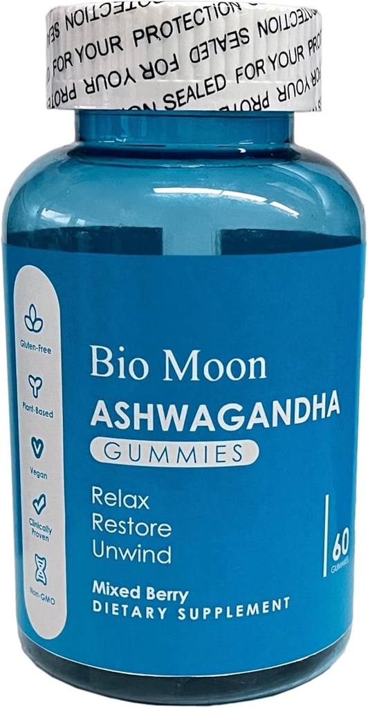 Ashwagandha Gummies & Vitamin D3 Gummies Organic Ashwagandha Supplement til Forbedre søvn, Stress Relief & Mood Calm for Mænd & Kvinder 60 Greve (Non-GMO, Gelatine Free & Gluten Free)