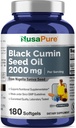 NusaPure Black Seed Oil 2000mg / Serving - 180 Softgel Caps (Non-GMO, Free) Cold- pressed Nigella Sativa