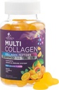 Collagène Peptides Gommies avec 2500 mcg Biotine - Supplément de protéines hydrolysées de type I et III multicollagène avec vitamine C et zinc - Support pour cheveux, peau, ongles, goût d'orange savoureux - 60 Gommies
