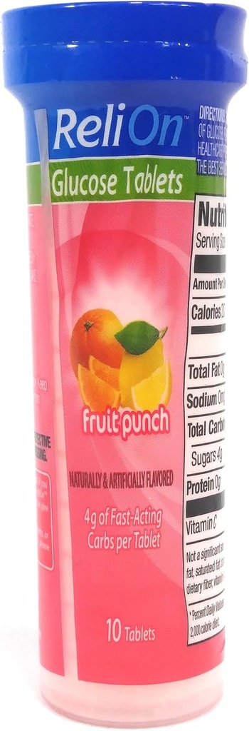 Relion Glucose Fruit Punch, 10 Tablets, On- The- Tube.