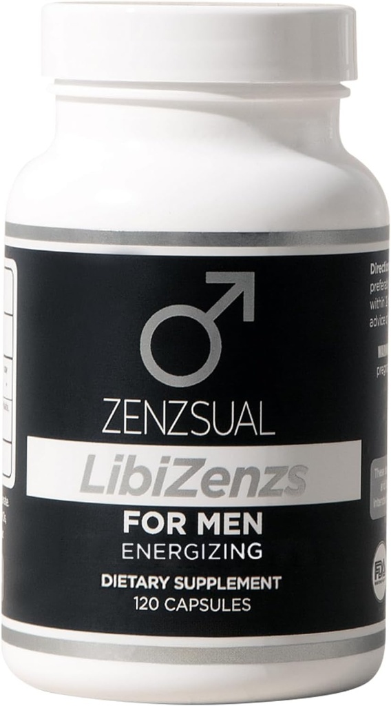 ZENZSUAL LibiZenzs Hommes - Complément alimentaire naturel Mélange avec Ginseng, Racine de Maca, Ashwagandha - Augmente les niveaux de testostérone - Sans gluten (120 capsules)