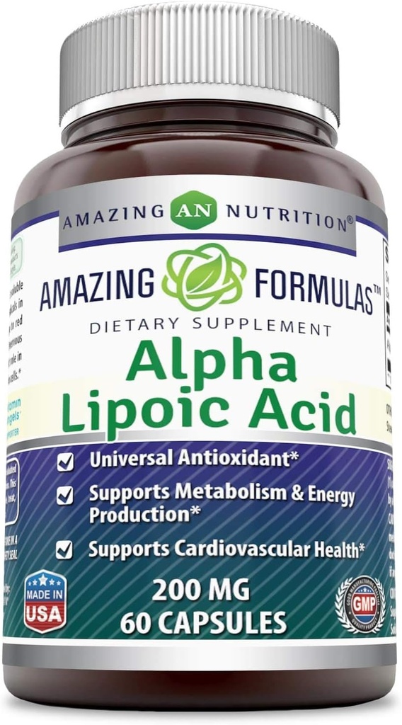 פורמולה מדהימה Alpha Lipoic Acid | 200 תוסף Mg | קפסולות | Non-GMO | Gluten-Free | Made in USA (1 Pack, 60)
