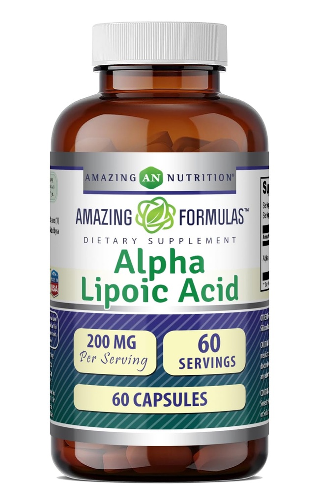 Amazing Formulas Alpha Lipoic Acid | 200 Mg Supplement | Capsules | Non-GMO | Gluten-Free | Made in USA (1 Pack, 60)