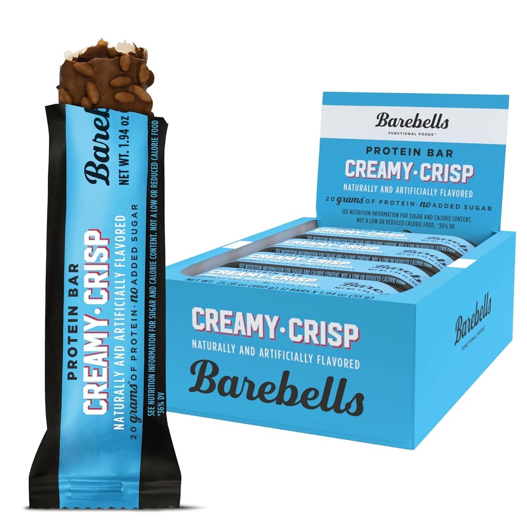 Barebells Protein Bars Creamy Crisp - 12 Kont, 20g High Protein Tedavileri - 1g Total Sugars ile Çikolata Beslenme Bar - On-Go Kahvaltı veya Post-Workout Snack