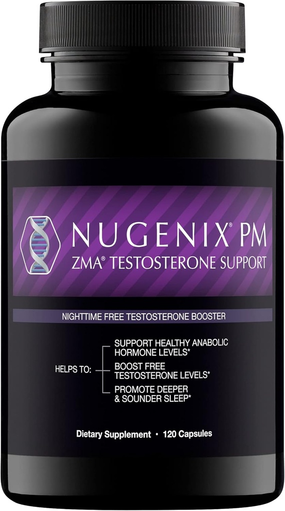 Nugenix PM ZMA - nighttime Free Testosterone Booster and sleep Support, 120 count