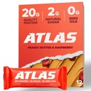 Atlas Proteine Bar, 20g Proteïne, 1g Suiker, Clean Ingrediënten, Glutenvrij (Peanut Butter Raspberry, 12 Tellen (Pack van 1))
