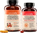 NatureWise Curcumin Turmeric 2250mg & Vitaminas B kompleksas moterims ir vyrams - 150 Softgels Cellular Energy Protal Aspectium Support