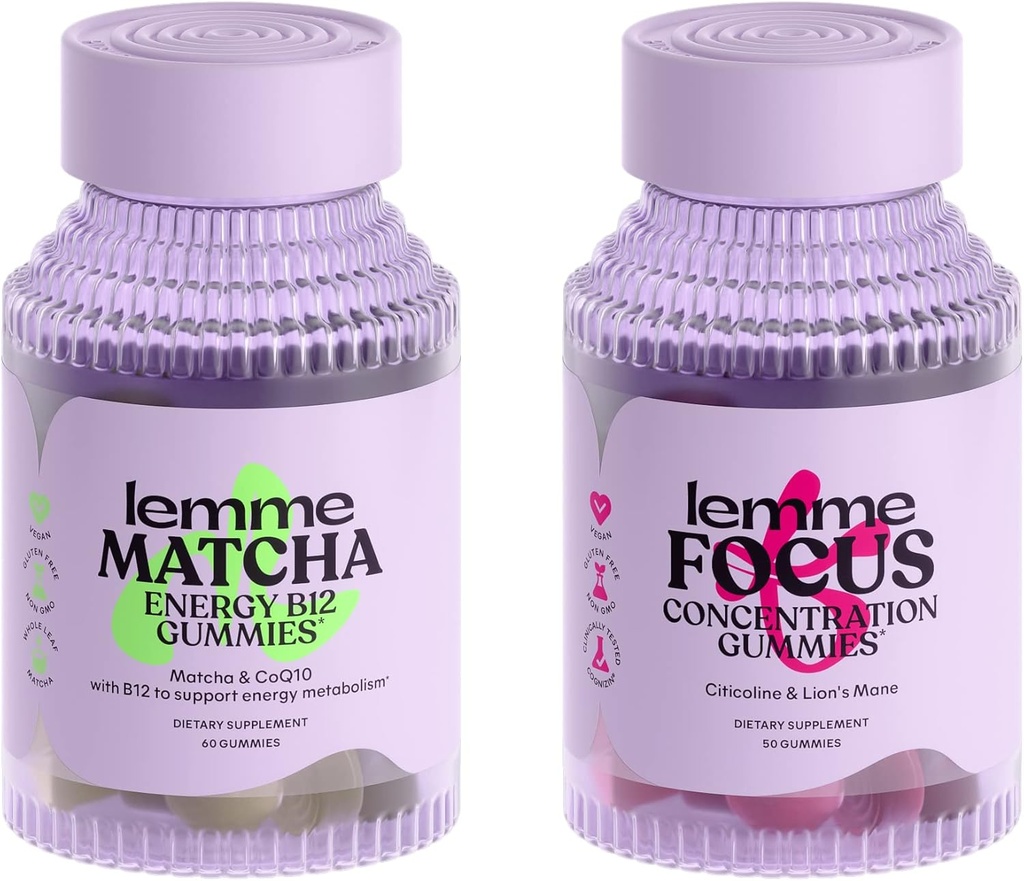 Lemme Matcha & Focus 번들 | Superfood Energy Gummies | B12, Green Tea + CoQ10 | Cognizin Citicoline | Focus & Brain Health | 글루텐 프리 | 각종 팩 2