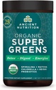 אבקת Super Greens תזונה עתיקה, אבקת סופר מזון אורגני עם פרוביוטיקה עשויים עם Spirulina, Chlorella, Matcha, ו- Digestive Enzymes, 25 משרתים, 7.05oz