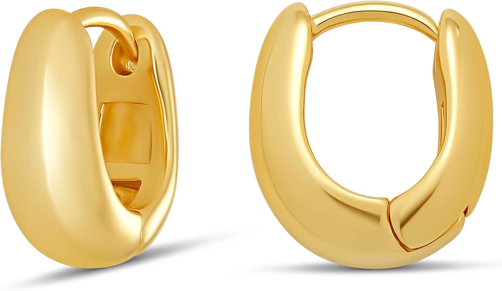 Essentials 14K Gold oder Sterling Silber überzogen Teardrop Huggie Hoop 12mm