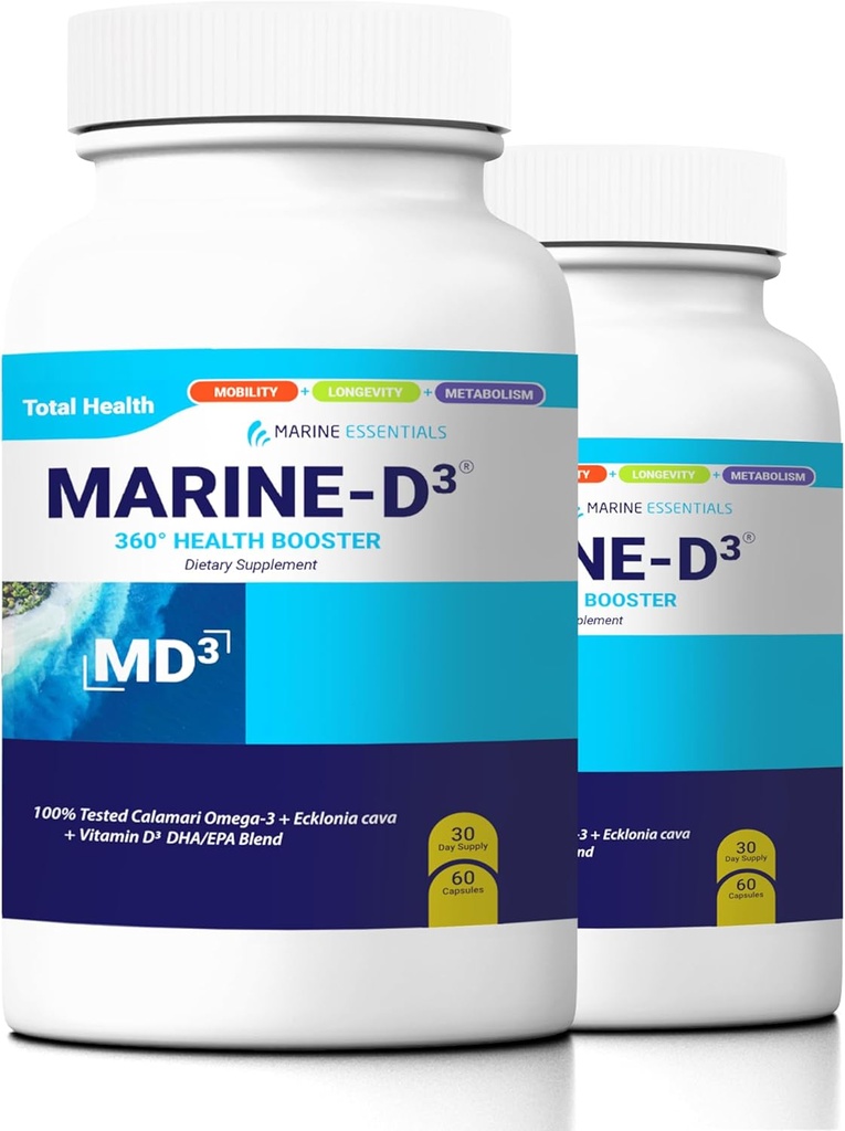 Marine Essentials- Marine D3 Omega 3 Calamari Ecklonia Cava DHA (2 Şüşə - 120 Kapsül)
