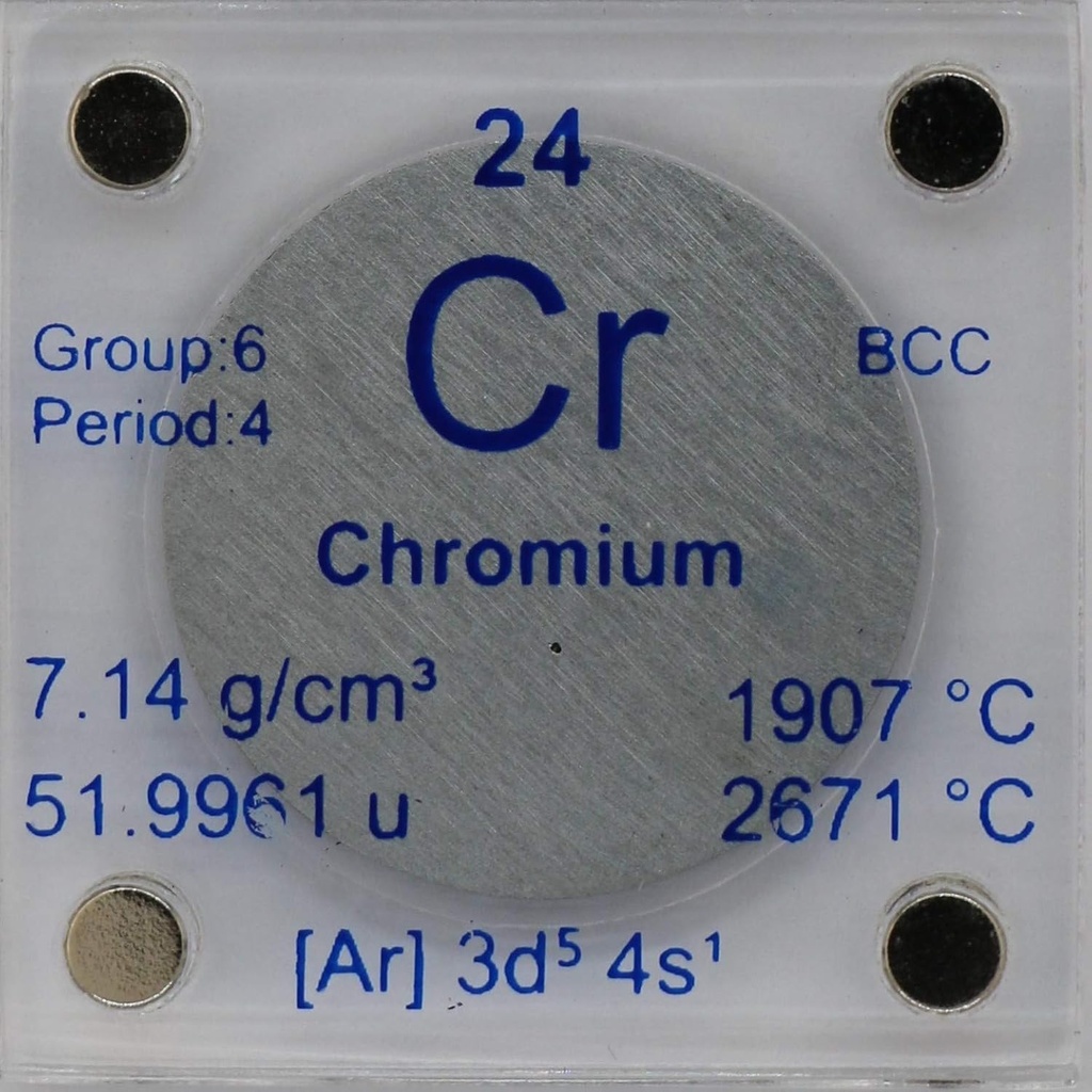 Chromium (Cr) 24.26mm Metal Disc with Acrylic Case for Collection or Experiments