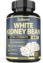 Сатоомі 6in1 White Kidney Bean Extract Capsules - 6 місяць постачання - Додаткові суміш з оливковим листом, зелений кавовий боб і зелений чай - 180 графів
