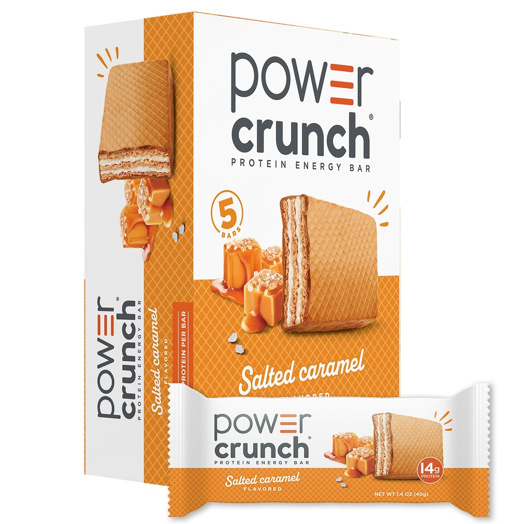 Power Crunch Protein Energy Wafer Bars, Salted Caramel, 1.4 Ounce (12 Count)