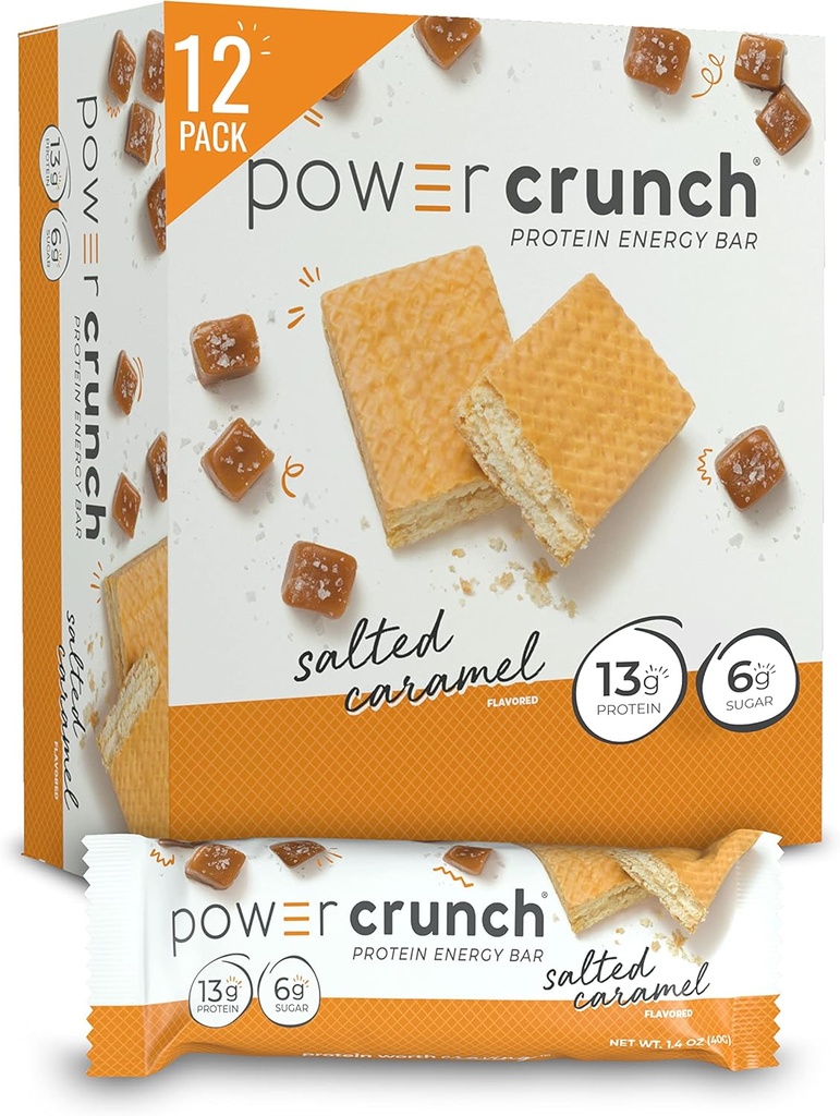 Power Crunch Protein Wafer Bars, 含有美味味的高蛋白薄饼, 盐焦糖, 1.4 Ounce(12个伯爵)