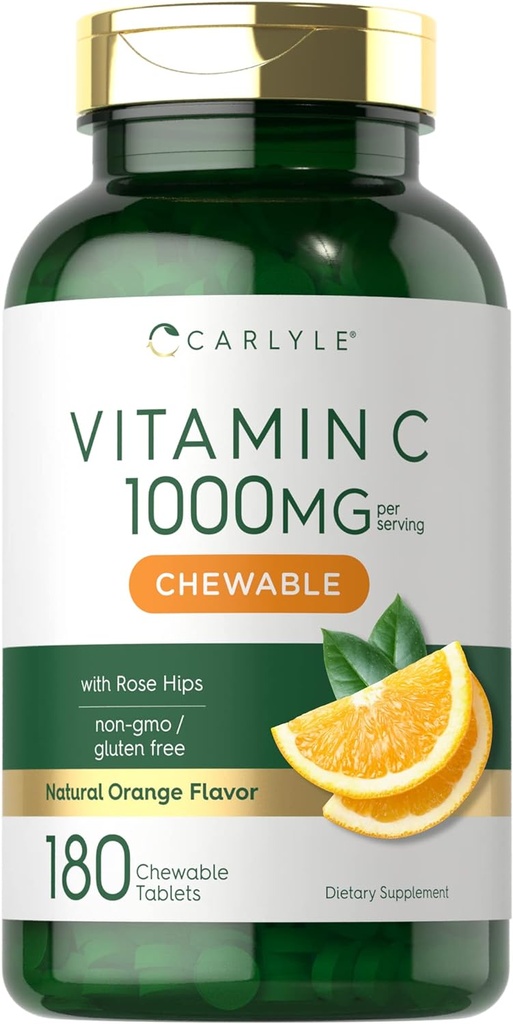 Carlyle Vitamin C Chewables | 1000mg - 180 Tablets - Vegetarian, Non-GMO, Gluten Free supplement