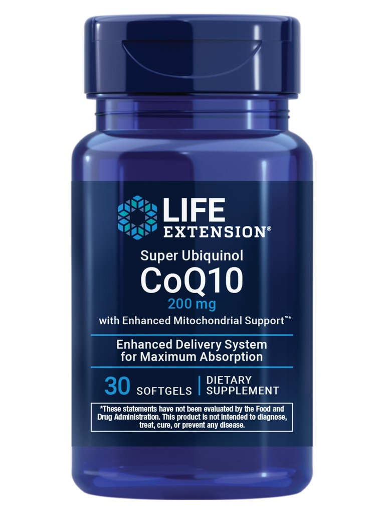 Life Extension Super Ubiquinol CoQ10 with Enhanced Mitochondrial Support – 200 mg, Shilajit – Promotes Heart Health, Cell Energy, Oxidative Stress – Gluten-Free, Non-GMO – 30 Softgels