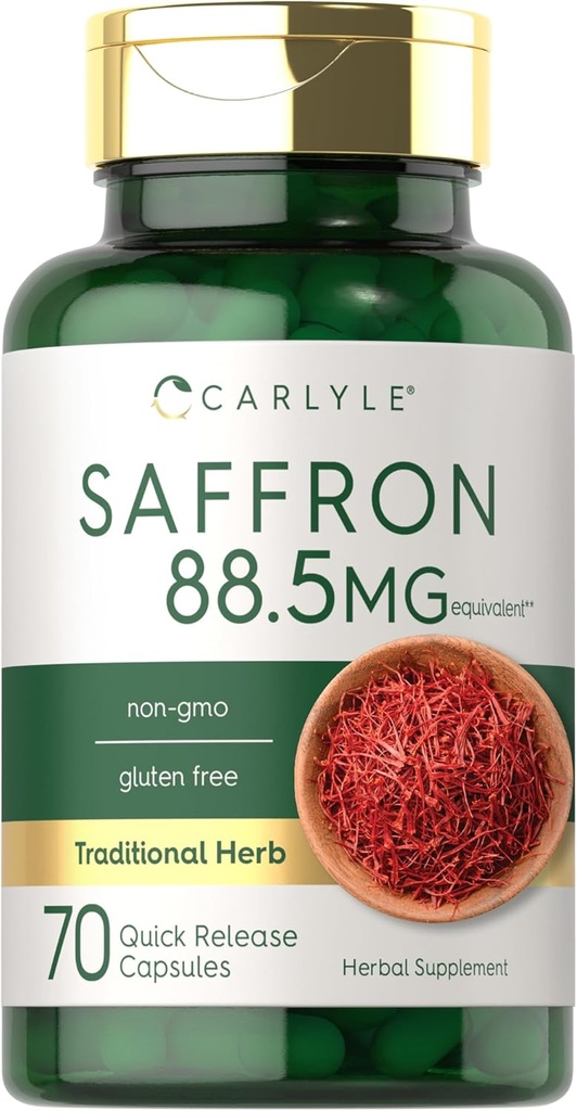 Carlyle Saffron Extract Supplement 88.5mg 70 Capssules таблетки для жінок і чоловіків Non-GMO & клейковина безкоштовно