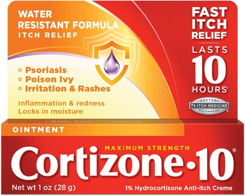 Cortizone 10 Maximale sterkte Zalf 1 oz., 1% Hydrocortison Zalf voor Itch Relief - Verpakking mei Vary