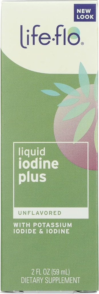 Life Flo Uflavored Liquid Jod Plus med jod og kaliumjod, organisk, 2 Ounce (pakning med 1 pakke)