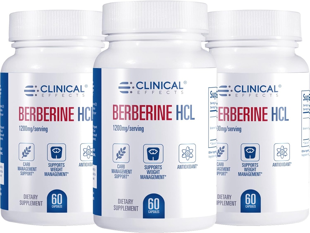 Efectes Clical Berberine HCL - Pure Berberine 1200mmg - Implementació Liver - n Vega suplementari - 3 paquets - Mafe a The EUA