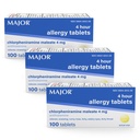 MAJOR 4 Mg Allergy Tablets - Chlorpheniramine Maleate 4-Hour Allergy Medicine - Antihistamine for Relief of Sneezing, Itchy Watery Eyes, Itchy Throat, and Runny Nose - 100 Count (3 Pack)