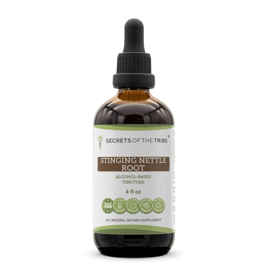 Secrets of the Tribe -Stinging Nettle Root Tincture Alcohol Extract, Stinging Nettle (Urtica Dioica) Dried Root 4 OZ