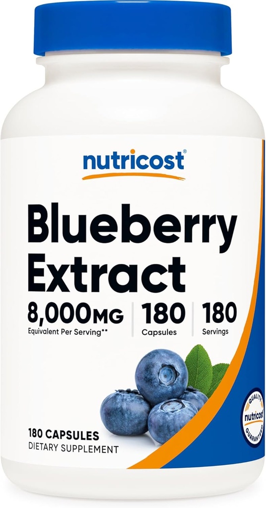 Nutricosta Blueberberber ha extret 8000 mmg equivalent (de 160mmg de 50: 1 Extract), 180 Capules - Vegetarian, Guten Free i No-GMO