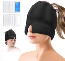 Migraine Ice Head Pack - Headache Relief Cap with Cold Compress, Cooling Gel Cap for Sinus Relief, Facial Cold Compress Head Cover for Tension, Stress and Hangover Relief(Black)