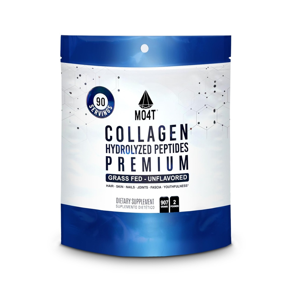 MO4T Collagen Peptides- Grass-Fed Collagen- Hydrolyzed Collagen Powder- Unflavored- 2 Pounds Collagen- Large Collagen Powder