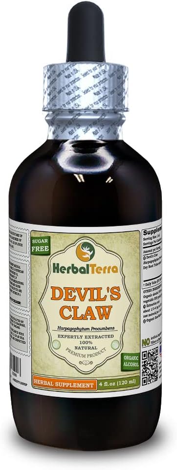 Devil's Claw (Harpagophytum Procumbens) Tincture, Organic Dried Root Liquid Extract (Markenname: HerbalTerra, Proudly Made in USA) 4 fl.oz (120 ml)