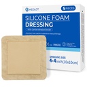LotFancy Silicone Foam Dressing with Border, 4"x 4" (2.5”x2.5” Pad), 5 Count, Sterile Adhesive Wound Dressing for Bed Sores, Leg Ulcers, Highly Absorbent, Waterproof Wound Care Bandage
