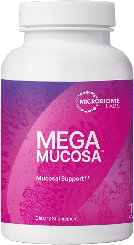 Microbiome Labs MegaMucosa - Amino Acids Supplement with Dair-Free Immunoglobulin - Gut Health + Immune Support for Women & Men - for Complete Mucosal Support (180 kapsułki)