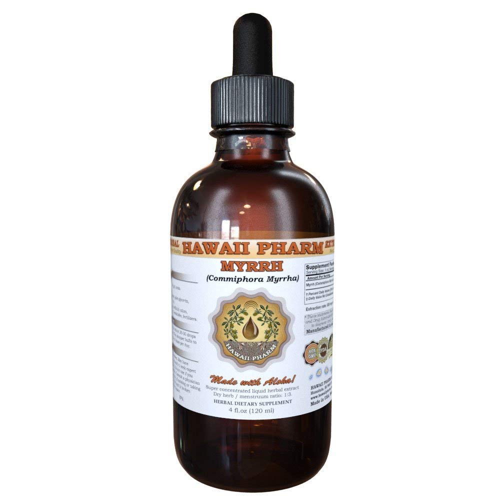 Hawaii Pharm Myrrh Liquid Extract, Organic Myrrh (Commiphora myrrrha) Tinkture Herbal Supplement, Made in USA, 4 fl.oz