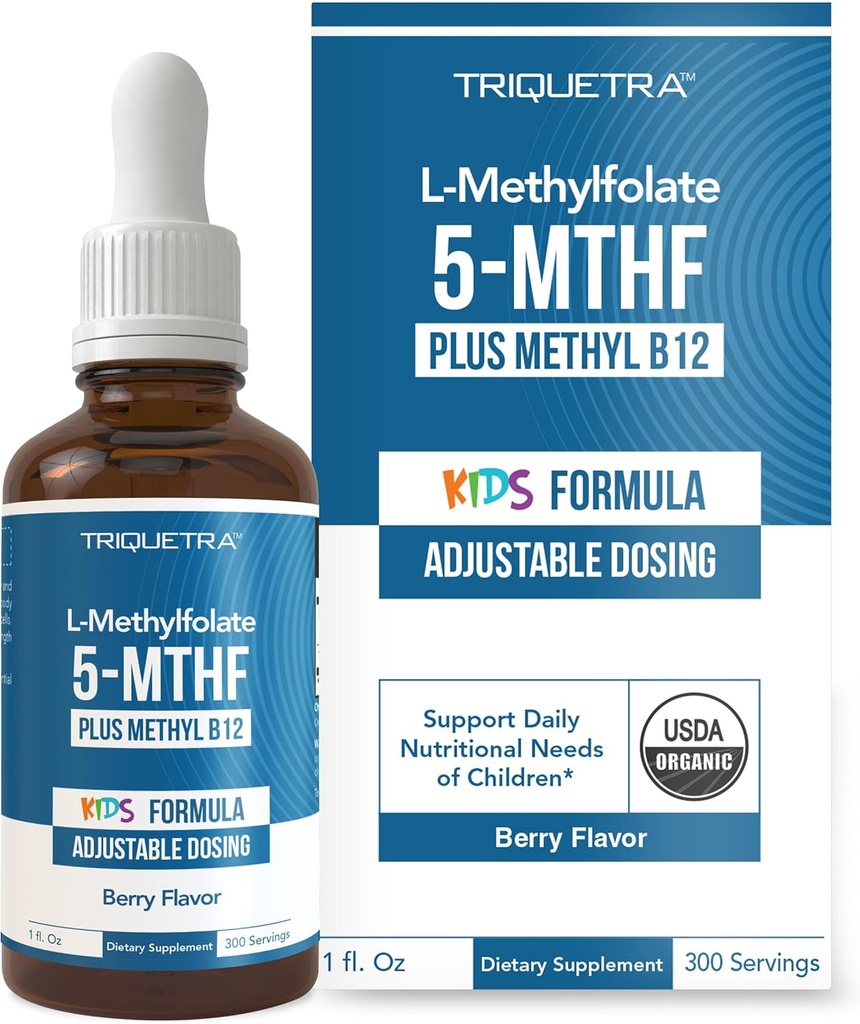 유기 아이 Methylfolate + 메틸 B12 Cofactor - 유기 베리 풍미, 이하 언어 모양 - 5MTHF 모양, Folate의 우량한 모양 - 모든 나이를 위한 조정가능한 투약 - 계류, Behavior, Cognition - 1개 oz.