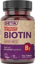 DEVA Vegan Biotin Supplement 6000 mcg - Easy- to- Swallow Vitamin B7, Tiny Tablets, 90 Greve