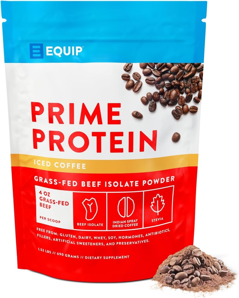 Equip Foods Prime Protein Powder 124; Clean, Tráva Fed Hovězí Protein Powder 124; Carnivore Protein Isolate Isolate 124; Paleo, Keto Friendly, Gluten & Dairy zdarma 124; Pomáhá budovat a opravovat Tissue 124; 30 Služeb, Ledová káva