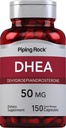 Piping Rock DHEA 50 mg | 150 cápsulas | para homes e mulleres | Suplemento de deshidroepiandrosterona | Non-GMO, Gluten Free