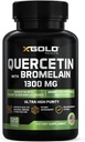 Quercetina + Bromelaína 1.300mg – Quercetina: 95% - Altamente Purificada e Altamente Biodisponível Plus Bromelaína 2.400 GDU/g - Made in USA