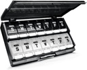 Ekstra Büyük Haftalık Pill Organizer 2 Zaman Bir Gün - Am/Pm Daily Pill Case Medicine Organizer, Push Düğme 7 Day Pill Box for Pills/Vitamin/Cod Liver Oil /Supplements (Black & White)