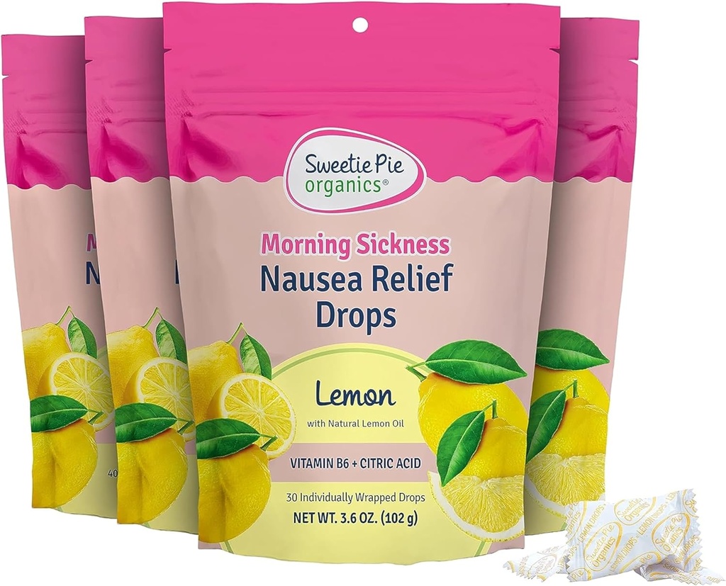 Sweetie Pie Organics Sarcina Greaţă Relief picături, Soothe primul Trimester Morning Boală, Lemon Flavor, 30 Count, 4 Pack